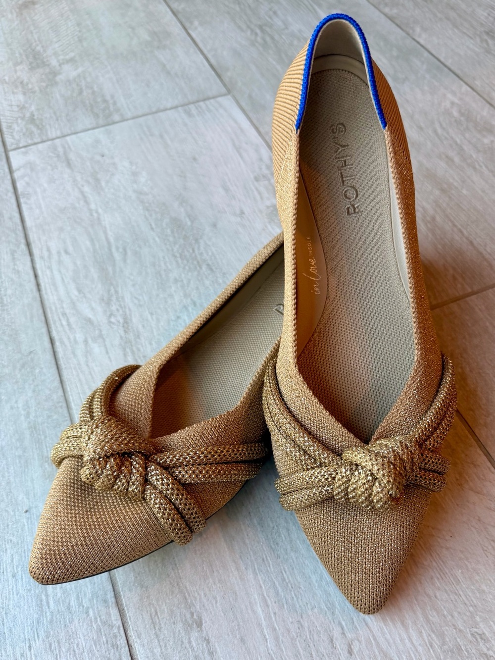 NWT Rothy’s The Knot Point II Goldstone Metallic Flats - Picture 8 of 9